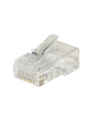 Confezione 100 Connettori 8 Poli Cat 6 Utp Non Schermato Rj45 Per Cavo Solido