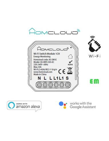 Modulo Interruttore 1 Canale Wi-Fi Con Monitoraggio Energia