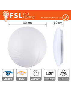 Fsl Plafoc Ip20 18W 6500K 1300Lm Ø300x100mm