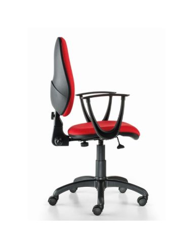 Poltrona Operativa,Sch. Medio, Braccioli Nylon Fissi, Contatto Permanente, Base Nylon Nero.