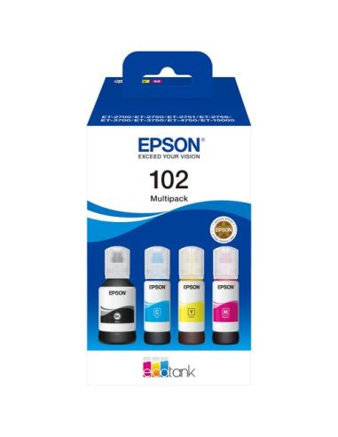 Multipack Epson 102 C13t03r640 4 Colori Da 65Ml X Et-2700 Et-2750 Et-3750 Et-4750 Et-2850 Et-3850 Et-4850 Et-15000