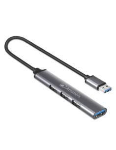 Hub Atlantis P014-Uh313 4 Porte Usb 1X3.0 3X2.0 Cavo Finitura Alluminio