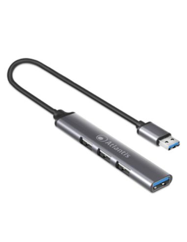 Hub Atlantis P014-Uh313 4 Porte Usb 1X3.0 3X2.0 Cavo Finitura Alluminio