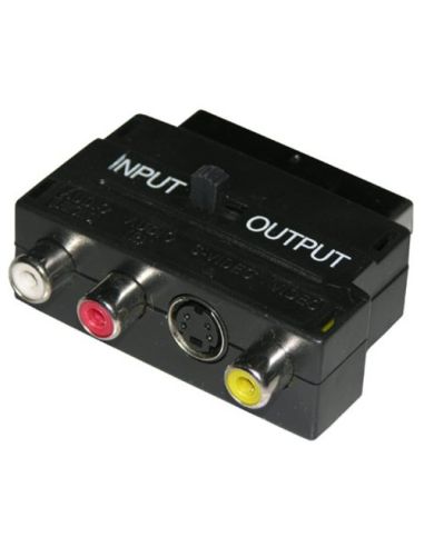 Adattatore Scart/Rca Digitus Da Scart 21 Poli (Maschio) A Rca (Femmina) 4 Poli Svhs (Femmina) Con Selettore In/Out