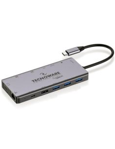 Docking Station Tecnoware Hub Usb-C 13 In 1 Adapter:2HdmiJack3,5VgaLanUsb2.03 Usb3.02 Usb-CCr Sd/Micro Pd 100W-Fhub17692