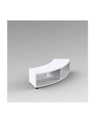 Modulo Curvo A Giorno  2 Vani Piedi Plastica Regolabili Struttura Colore Bianco, Ripiani Colore Bianco, Piedino Regolabile