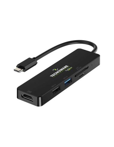 Docking Station Tecnoware Hub Usb-C 5 In 1 Adapter: Hdmi  Usb2.0 Usb3.0Card Slot Sdxc E Micro Sd - Fhub17693