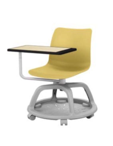 Poltroncina Girevole 4 Razze 6 Ruote Cestello Porta Ogg., Tavoletta Girev. Rosso, Grigio, Giallo, Verde -Bsx0289fc Dim.Ø63x45/85