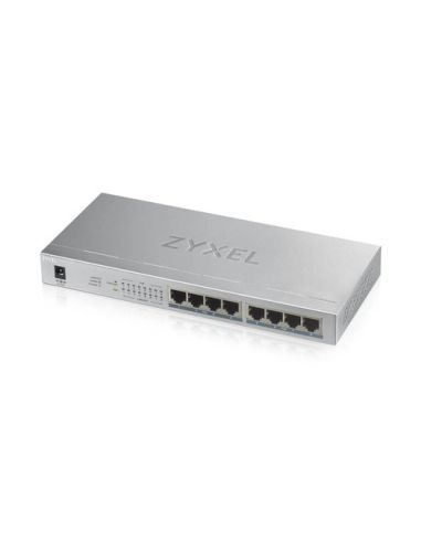 Switch Zyxel Gs1008hp - Switch Unmanaged, 8 Porte Gigabit (8 Porte Poe, Erogazione Fino A 60W), Chassis Metallo, Desktop