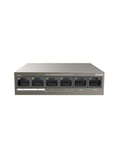 Switch Tenda Tef1106p-4-63W 6P Lan Desktop 4P Fe(Poe)2P Fe(DataNvr)