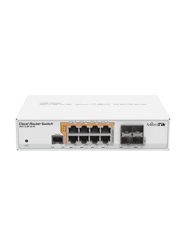 Mikrotik Cloud Router Switch Cr112-8P-4S-In With Qca8511 400Mhz Cpu,128Mb Ram, 8Gb Lan With Poe-Out,4Sfp, Routeros L5, Psu