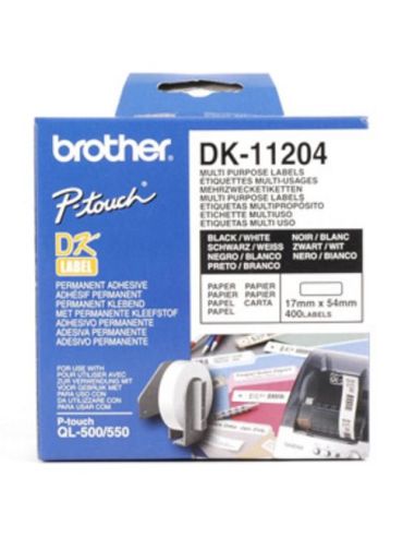Etichette Brother Dk-11204 Conf.400Pz Adesive 17X54mm X Ql-500 Ql-550 Ql-560 Ql-570 Ql-700 Ql-710W Ql-800 Ql-810W
