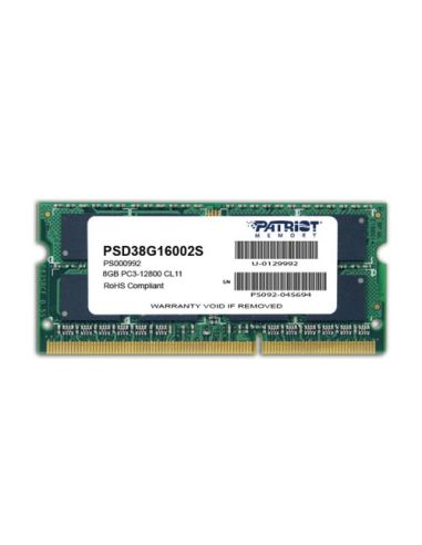 Ddr3 X Nb So-Dimm Patriot 8Gb 1600Mhz  - Psd38g16002s