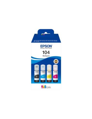 Multipack Epson 104 C13t00p640 4 Colori Flacone Di Inchiostro Da 65Ml X Et-2714 Et-2721 Et-4700 Et-1810 Et-2810 Et-2820 Et-4800