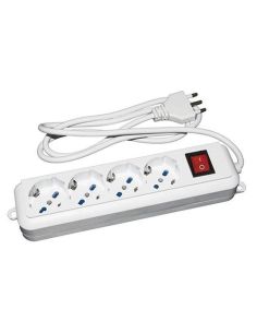 Multipresa Link 4 Prese Universali Ita/Schuko 10/16 A - Spina 16 A Con Interruttore