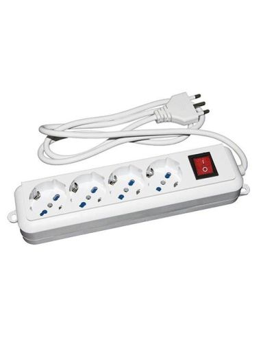 Multipresa Link 4 Prese Universali Ita/Schuko 10/16 A - Spina 16 A Con Interruttore