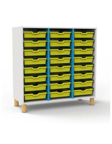 Armadio 24 Cassetti Piccoli Piedi Legno Regolabilistruttura Colore Bianco, Fondo Standard Col.Struttura, Ripiani Colore Bianco,