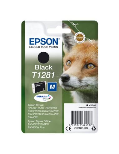 Ink Epson C13t12814012 Nero Volpe (Taglia M) X S22 Sx125 Sx130 Sx230 Sx235w Sx420w Sx440w Sx430w Sx435w Bx305f Bx305fw Bx305fw