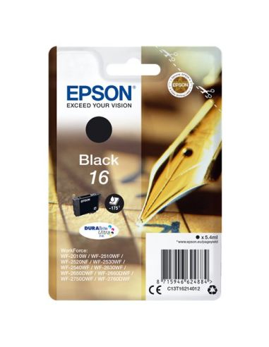 Ink Epson C13t16214012 Nero Penna/Cruciverba Durabrite Ultra Wf-2010 2510 2520 2530 2540 2630 2650D 2660 2760 2750