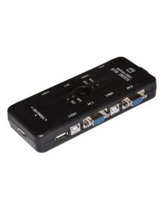 Kvm Switch Usb/Vga Link Per 4 Pc Con 1 Mouse, 1 Tastiera Usb E 1 Monitor Vga Con Cavi Inclusi