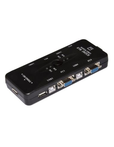Kvm Switch Usb/Vga Link Per 4 Pc Con 1 Mouse, 1 Tastiera Usb E 1 Monitor Vga Con Cavi Inclusi