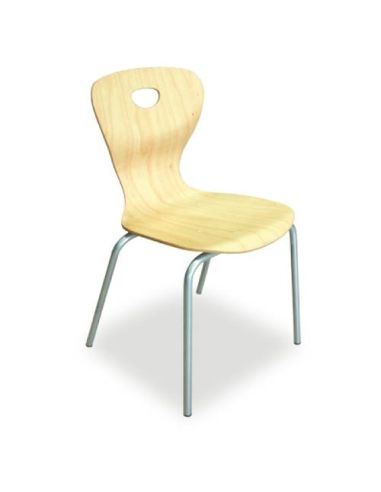 Sedia A 4 Gambe Scocca In Multistrato Di Faggio Gradazione 4 - H.38 Cm Faggio Verniciato Naturale, Struttura Metallica Colore A