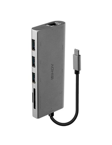 Docking Station Mini Lindy Per Laptop Usb 3.1 Tipo C - Hdmi, Vga, Pd 3.0 100W, Usb 3.1, Gigabit, Sd, Micro Sd, Audio