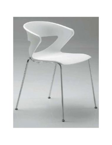 Sedia Fissa 4 Gambe Verniciate Alluminio Scocca In Polypropilene Colore Crema-Verde-Arancio- Rosso-Blu-Grigio-Nero-Tortora-Turch