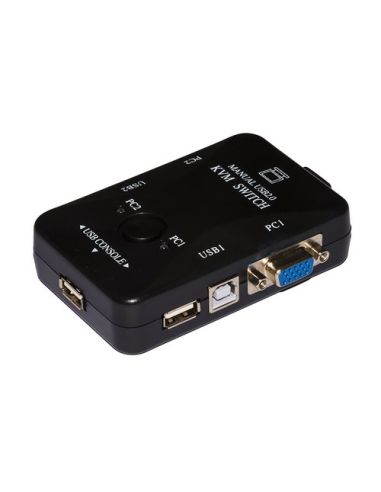 Kvm Switch Link Per 2 Pc Usb/Vga Con 1 Mouse, 1 Tastiera Usb E 1 Monitor Vga Con Cavi Inclusi