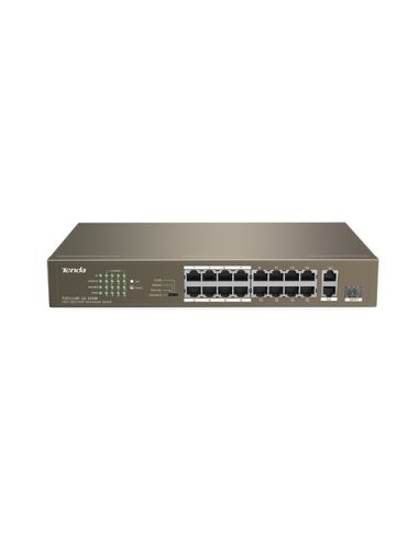 Switch Tenda Tef1118p-16-150W V2.0 16P 10/100 Poe2P Gigabit1Sfp Consumo Totale 150W-Eroga Max 30W Xporta Poe Totale 130W