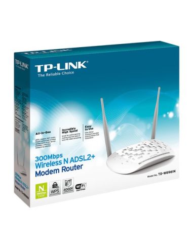 Router Tp-Link Td-W8961n(Eu) Adsl2 300Mbps Wireless N 802.11B/G/N Annex A, 4 Fe Lan, 2 Antenne Fisse
