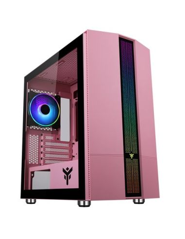 Case Itek Micro Atx Liflig P41 Gaming Mini Tower  2*Usb3, 12Cm Fan Argb, Trasp Wind - Pink Edition -  Itgcallp41