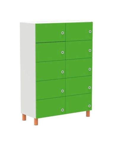 Armadio 10 Ante Piedi Legno Regolabili Frontale Colore Bianco, Struttura Colore Bianco, Fondo Standard Col.Struttura, Ripiani Co