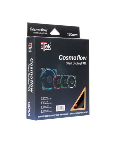 Ventola Aggiuntiva Per Case Itek Cosmo Flow 12Cm, Led Bianco Circolare, 34Pin,  Silenziosa - Itcflc12w