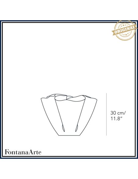 Fontana Arte Vaso Cartoccio Blu Altezza 30cm