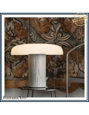 Fontana Arte Tropico Lampada Tavolo Grande Nichel Nero E Grigio