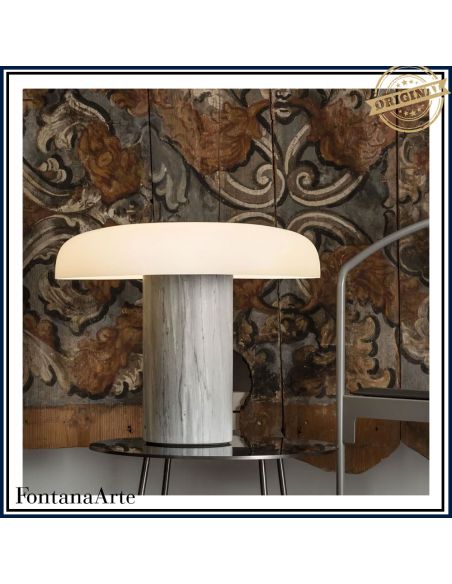 Fontana Arte Tropico Lampada Tavolo Grande Nichel Nero E Grigio