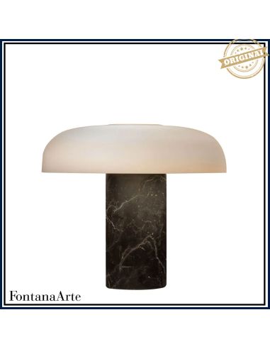 Fontana Arte Tropico Lampada Tavolo Grande Nichel Nero E Nero