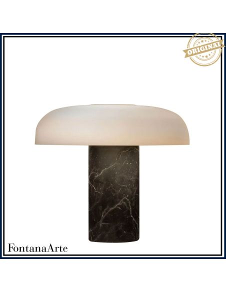 Fontana Arte Tropico Lampada Tavolo Grande Nichel Nero E Nero