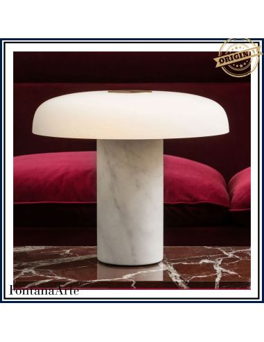 Fontana Arte Tropico Lampada Tavolo Grande Oro E Bianco