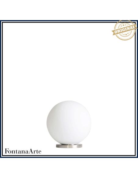 Fontana Arte Pallina Lampada Tavolo Piccola Nichelato Satinato/Spazzolato