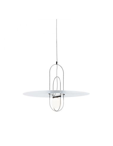 Fontana Arte Setareh Metal Lampada Sospensione Grande Nero E Bianco