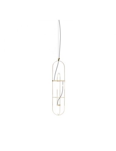 Fontana Arte Setareh Lampada Sospensione Media Oro E Bianco