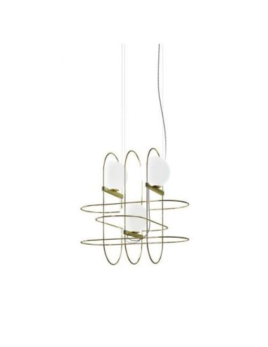 Fontana Arte Setareh Lampada Sospensione Piccola Oro E Bianco