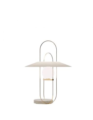 Fontana Arte Setareh Glass Lampada Tavolo Media Oro E Bianco