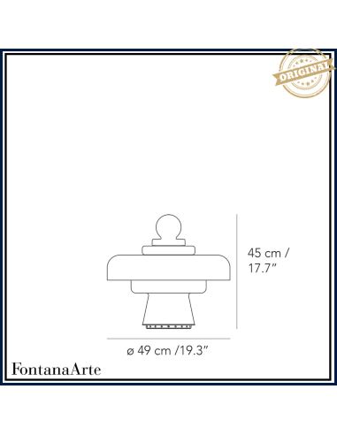 Fontana Arte Regina Lampada Tavolo Grande Bianco