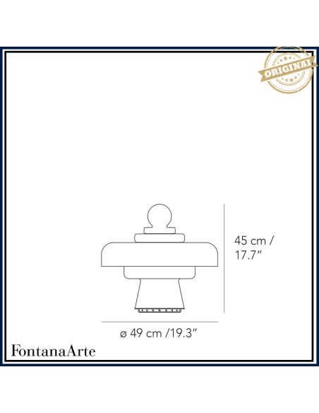 Fontana Arte Regina Lampada Tavolo Grande Bianco