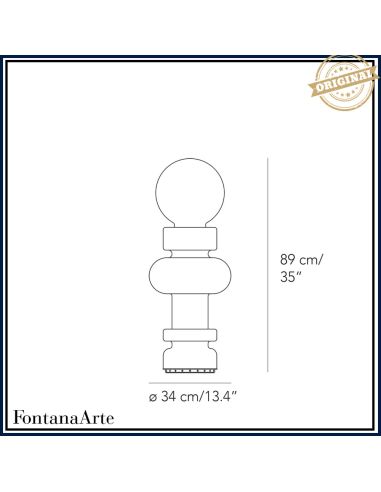 Fontana Arte Re Lampada Tavolo Grande Bianco