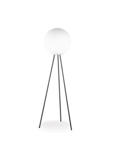 Fontana Arte Prima Signora Lampada Terra Grande Cromo E Bianco