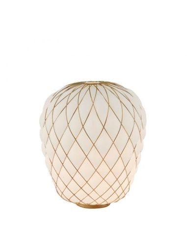 Fontana Arte Pinecone Lampada Tavolo Grande Oro E Bianco